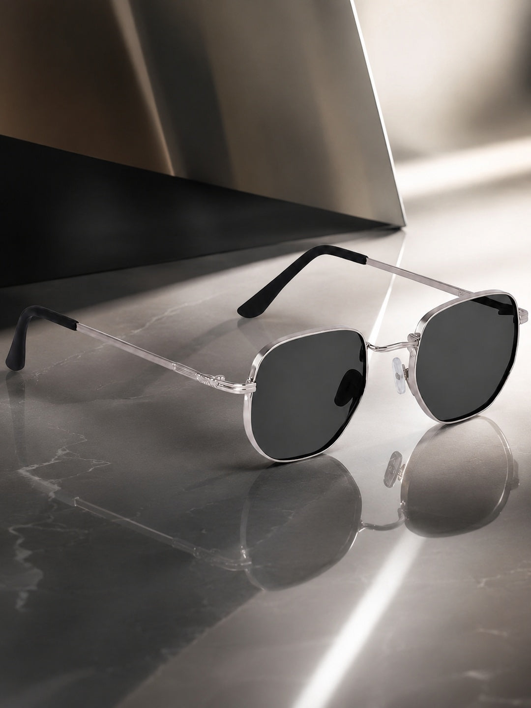 Elite Collection Black  Geometric One Size Metal Adult-Unisex UV Sunglasses-EC306BK