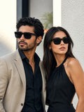 Edge Collection Black Rectangular One Size Plastic Adults-Unisex UV Sunglasses-ED202BK