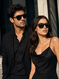Edge Collection Black Geometric One Size Plastic Adults-Unisex UV Sunglasses-ED175BK