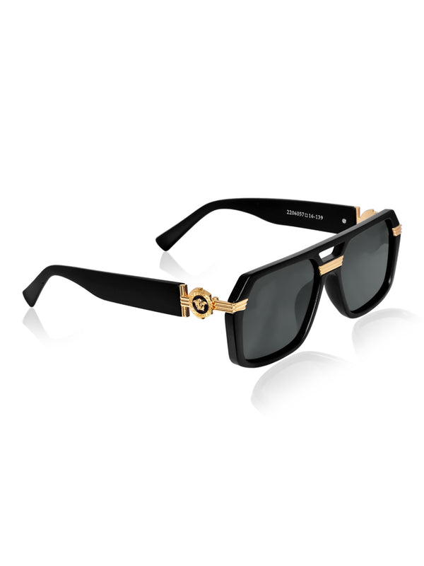 Celebrity Black Polycarbonate Frame With Black UV Protected Lens Browline Sunglasses for Women_22060-BK