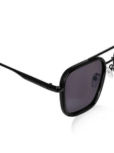 Celebrity Black Metal Frame With Black UV Protected Lens Browline Sunglasses for Unisex_2351-BK2