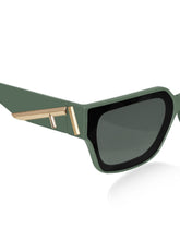 Celebrity Green Polycarbonate Frame With Grey UV Protected Lens Browline Sunglasses for Unisex_LH101-GR